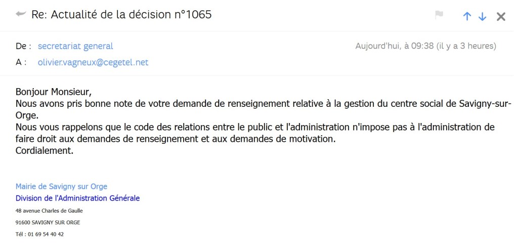Quand je me fous de la gueule des réponses de l&rsquo;administration savinienne