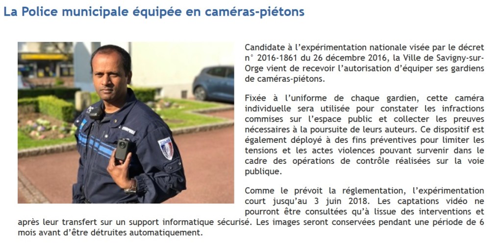 Des doutes sur l&rsquo;efficacité des caméras piétons à Savigny-sur-Orge