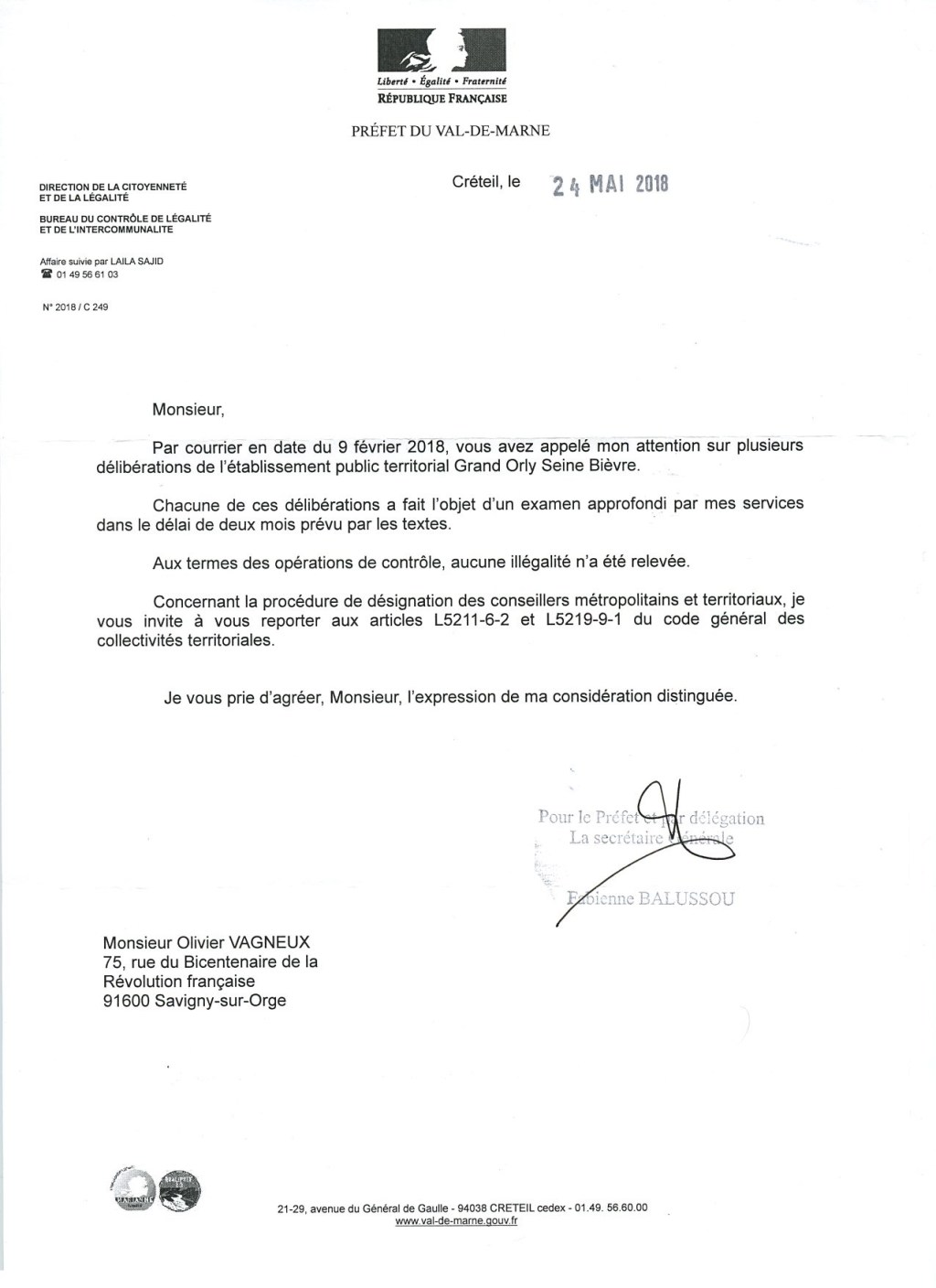 Désignation des conseillers territoriaux : la Préfecture du Val-de-Marne ne se mouille&nbsp;pas