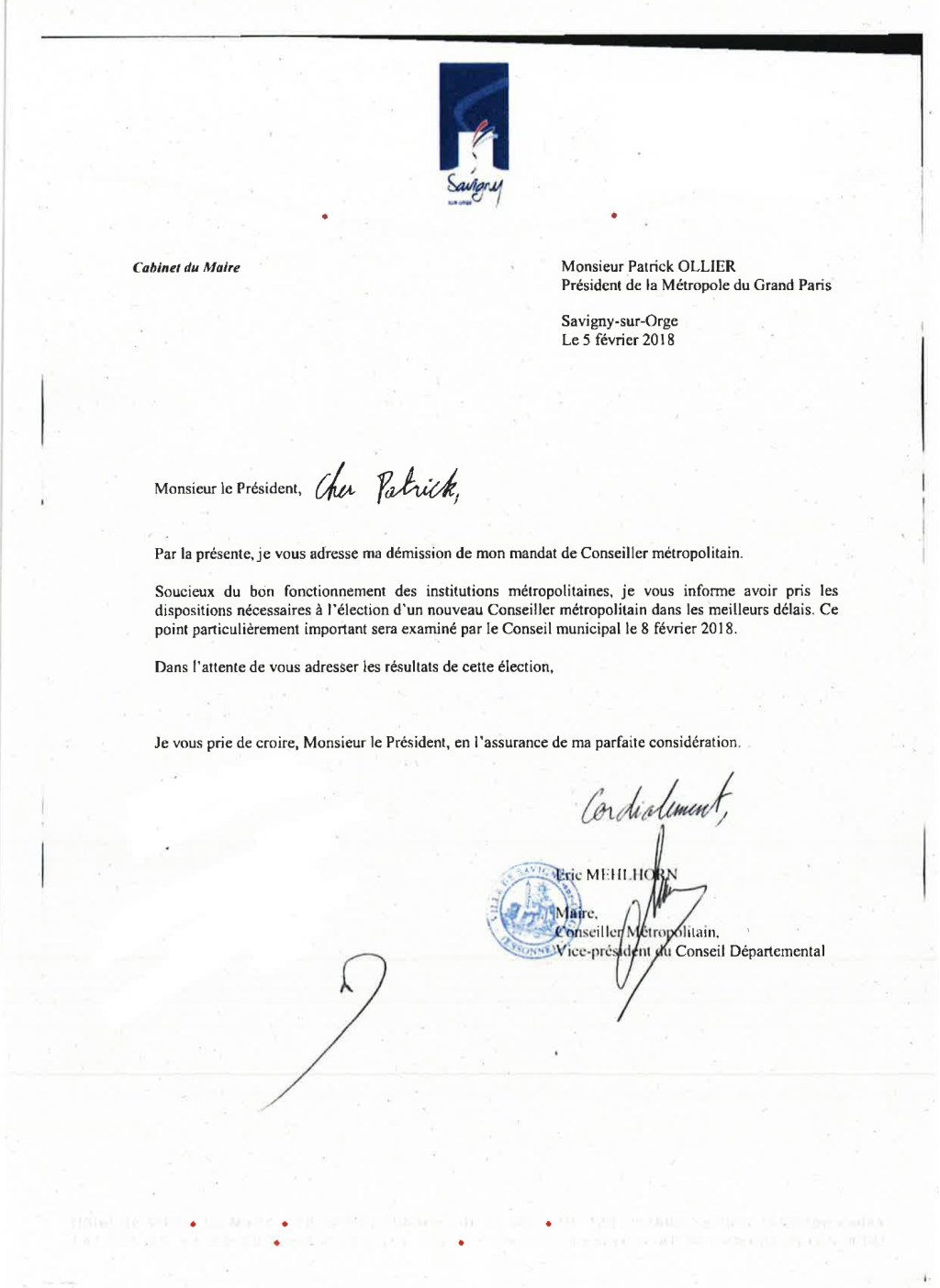 Sur la lettre de démission d&rsquo;Éric MEHLHORN de la Métropole du&nbsp;Grand-Paris
