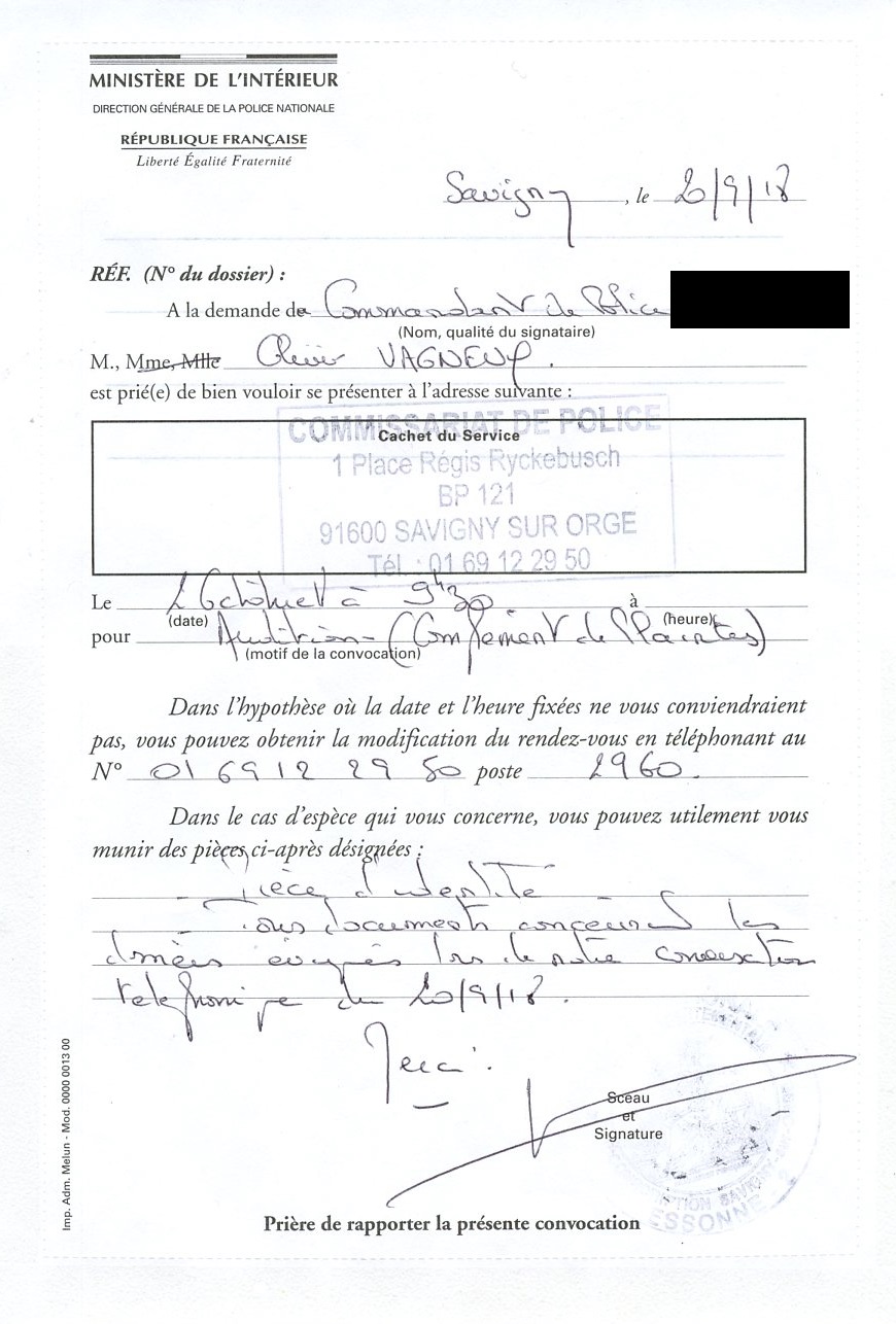 Enfin entendu par la Police, trente mois après avoir déposé&nbsp;plainte…