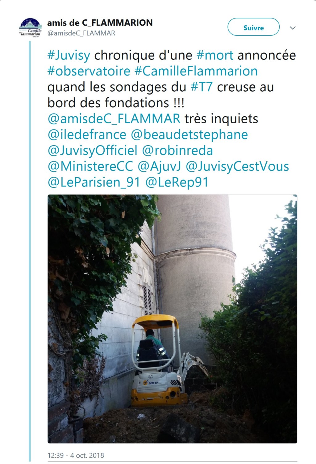 T7 à Juvisy : Les sondages autour de l’observatoire Camille-Flammarion ont commencé&nbsp;!