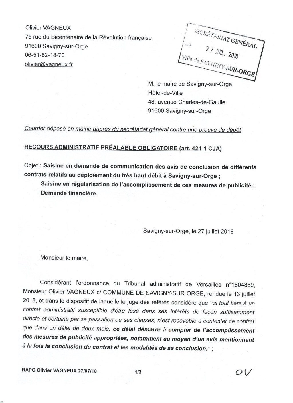 Quand je demande au maire de Savigny-sur-Orge de motiver ses décisions de&nbsp;rejet