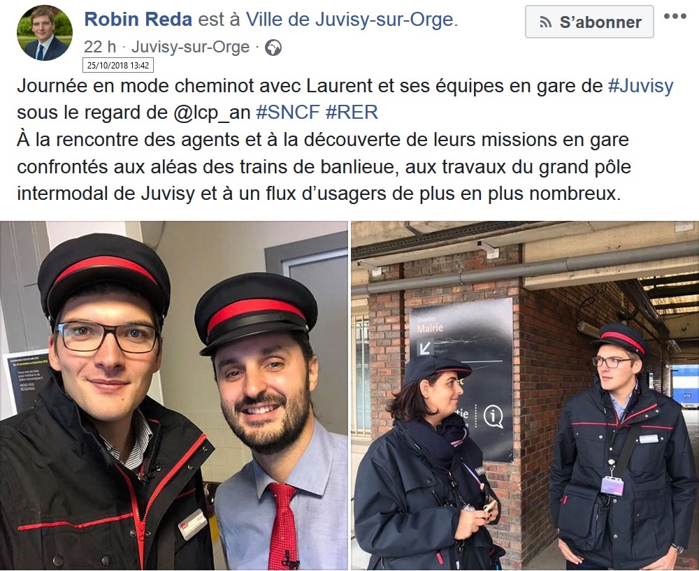 Un député (Robin RÉDA) déguisé en contrôleur, voilà qui me rappelle un chargé de mission de l&rsquo;Élysée (Alexandre BENALLA) déguisé en&nbsp;policier