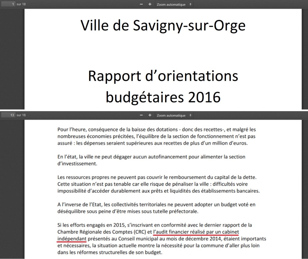 Savigny-sur-Orge : le rapport d&rsquo;audit indépendant de décembre 2014 (Franck PIFFAULT expertise) n&rsquo;était pas réalisé par un cabinet indépendant, mais par celui d&rsquo;un élu MoDem, parti membre de la majorité&nbsp;municipale