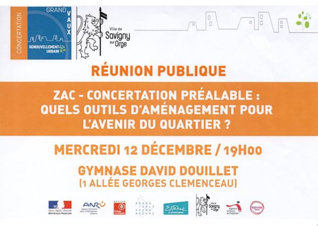 Savigny-sur-Orge : une réunion de présentation de la ZAC Grand-Vaux Grand-Val ce 12 décembre&nbsp;2018