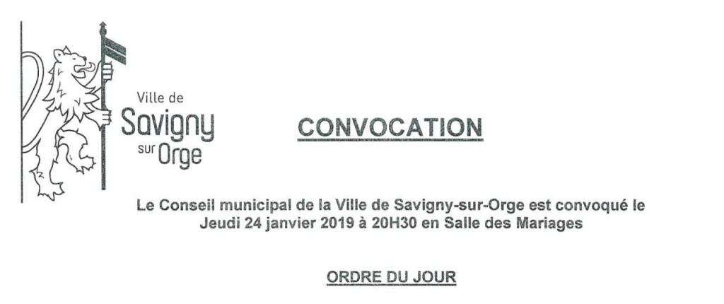 Des enjeux du Conseil municipal de Savigny-sur-Orge du 24 janvier&nbsp;2019