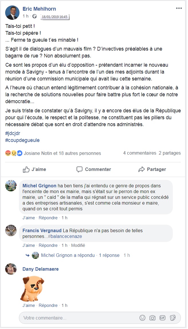 Quand Éric MEHLHORN tente de se faire Bernard BLANCHAUD sur&nbsp;Facebook