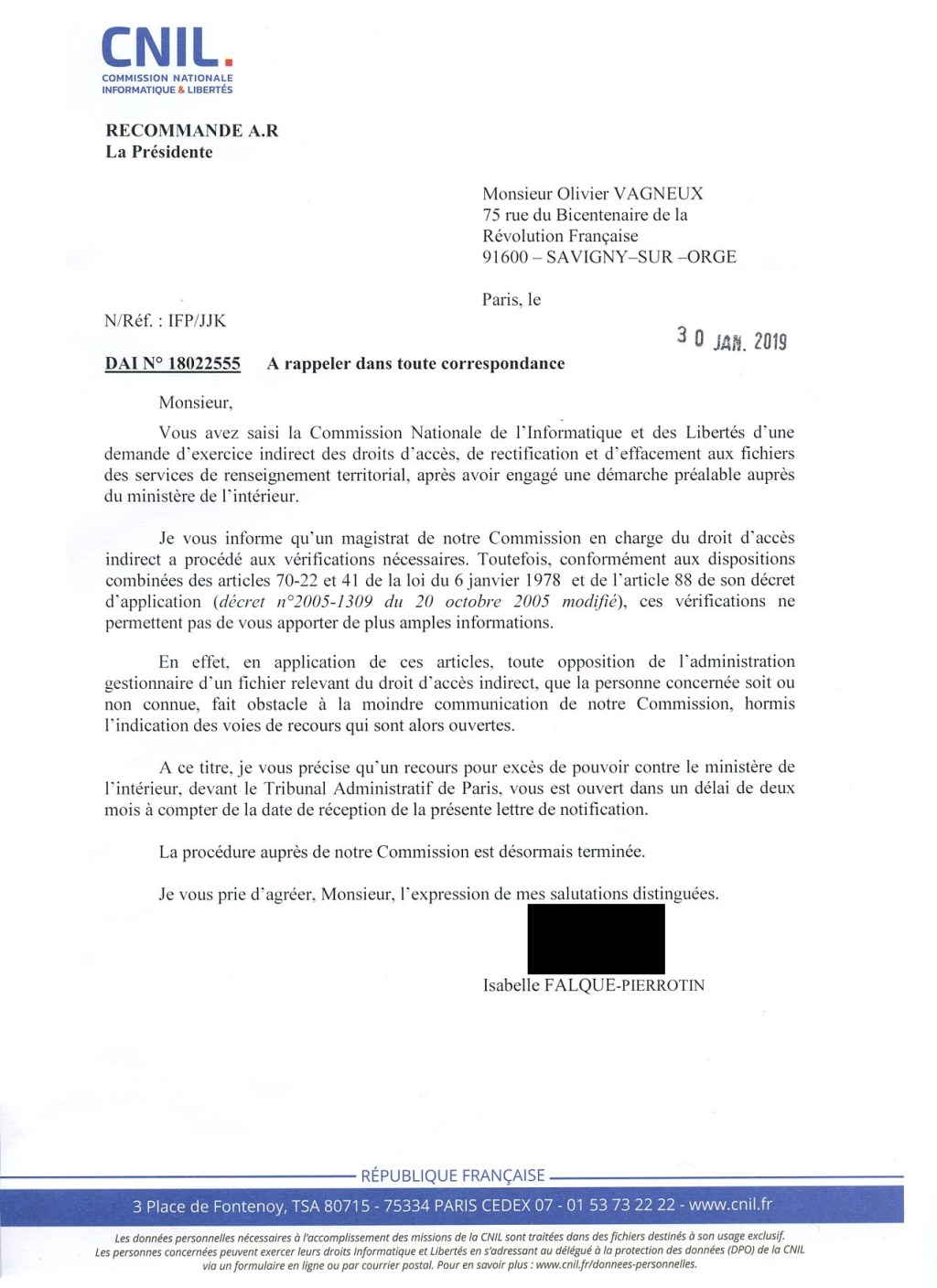 Inutile CNIL et inutile droit d&rsquo;accès indirect qui ne permettent pas de savoir ce qu&rsquo;il y a dans sa fiche du Renseignement territorial&nbsp;!
