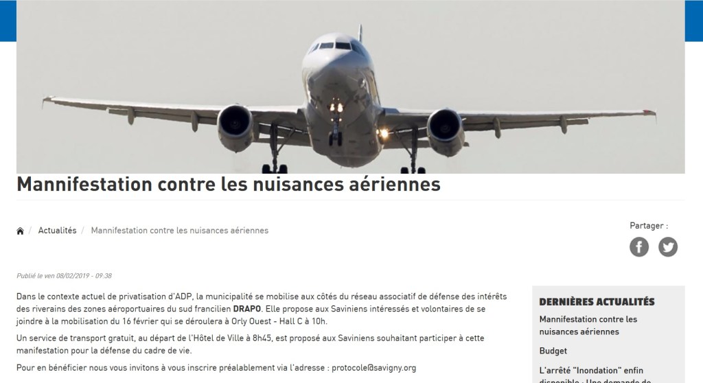 Savigny-sur-Orge participe à la &laquo;&nbsp;mannifestation&nbsp;&raquo; contre la privatisation d&rsquo;Aéroports de&nbsp;Paris