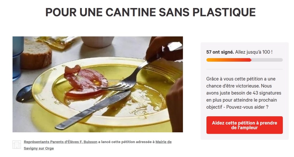 Savigny-sur-Orge : une pétition pour une cantine sans&nbsp;plastique