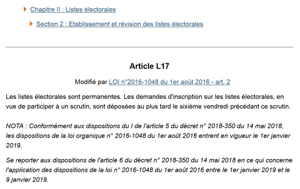 Pourquoi n&rsquo;est-il pas possible de s&rsquo;inscrire sur les listes électorales jusqu&rsquo;au 12 avril 2019&nbsp;?