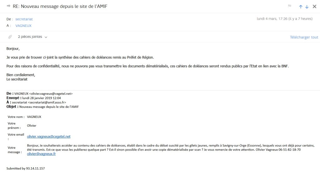 Cahiers de doléances de l&rsquo;AMIF : incommunicables pour des &laquo;&nbsp;raisons de confidentialité&nbsp;&raquo;