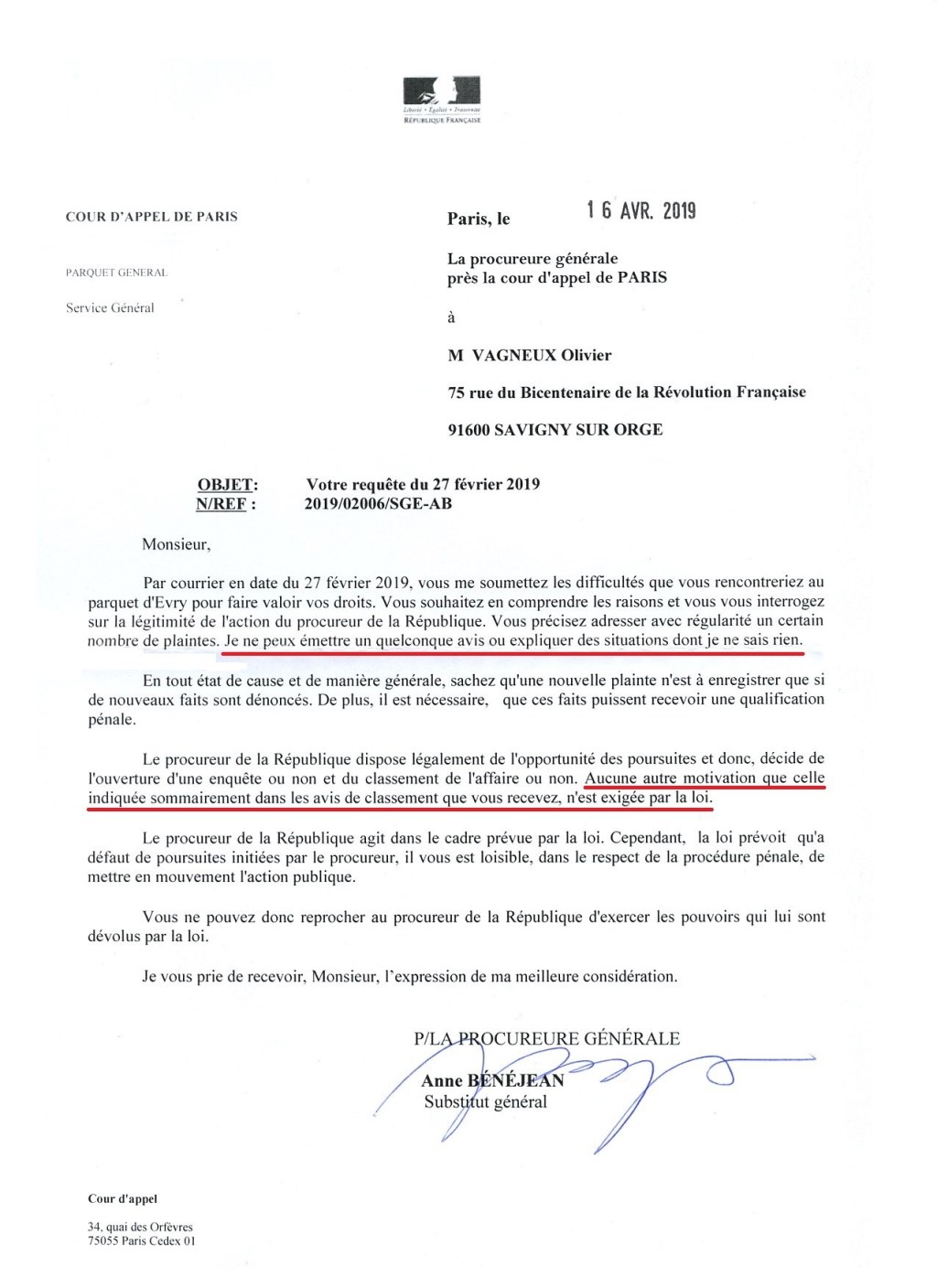 Quand la procureure générale fait exprès de ne pas comprendre ma question, et de ne pas y&nbsp;répondre