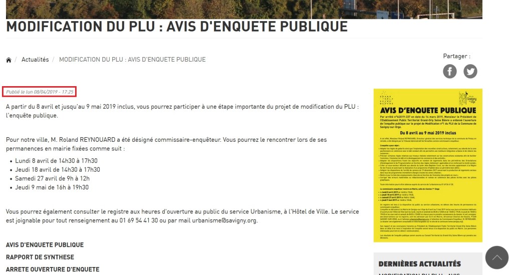 Sur la première modification du Plan local d&rsquo;urbanisme de Savigny-sur-Orge (avril&nbsp;2019)