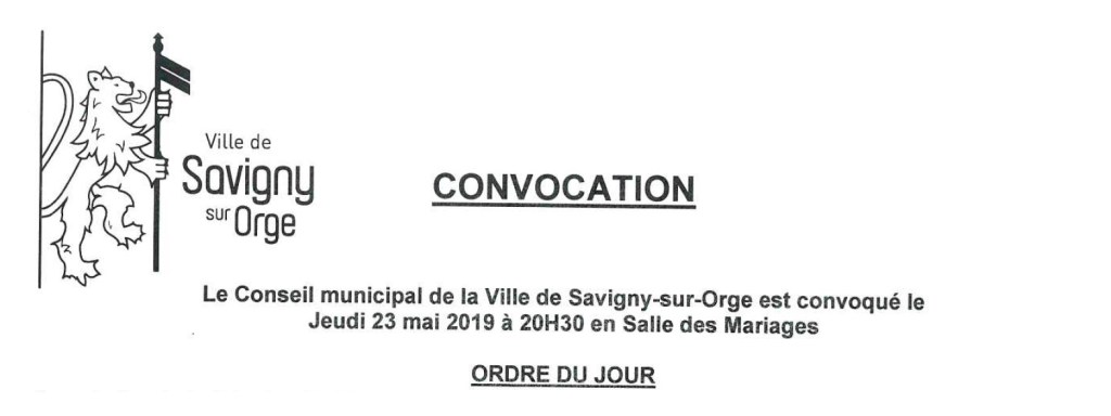 Des enjeux de l&rsquo;ordre du jour du Conseil municipal de Savigny-sur-Orge du 23 mai&nbsp;2019