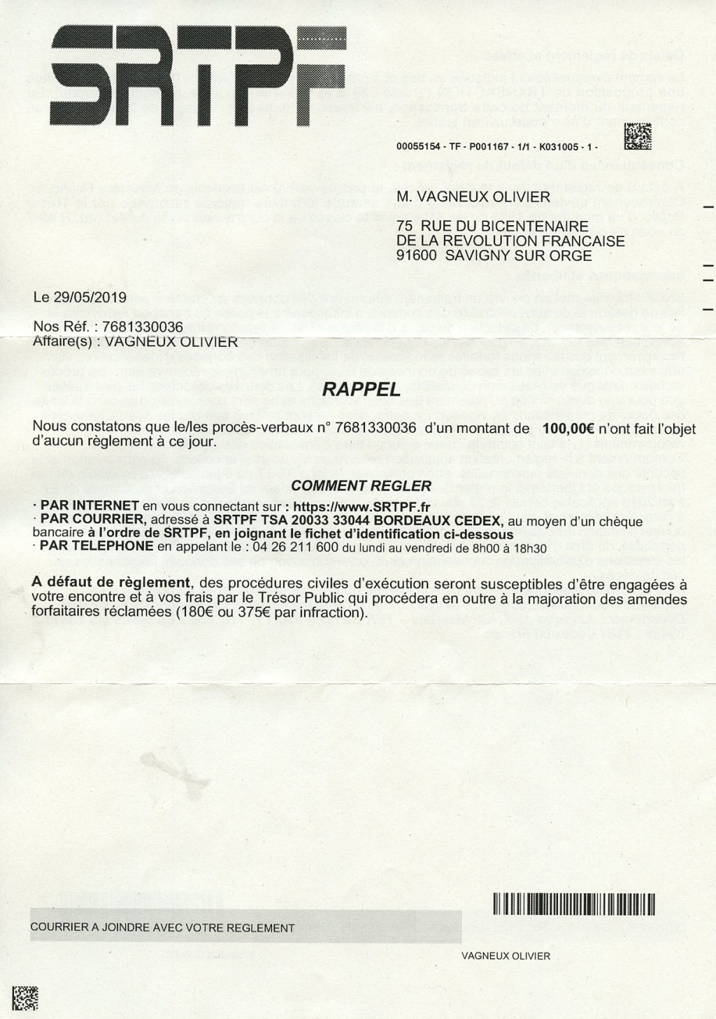 Olivier VAGNEUX, victime d&rsquo;une usurpation d&rsquo;identité, pour une fraude à la&nbsp;SNCF