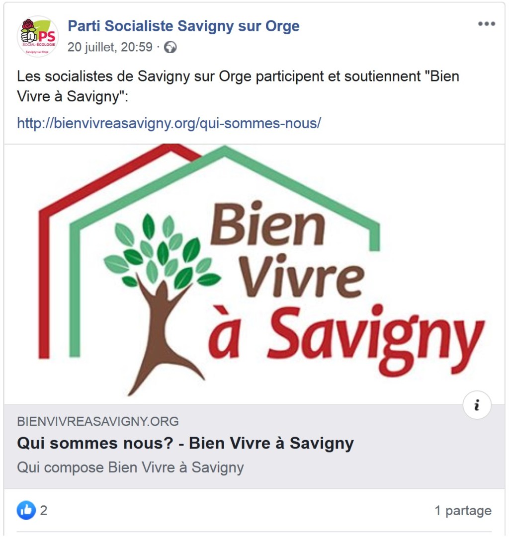 Municipales 2020 à Savigny-sur-Orge : le PS rejoint et soutient le collectif &laquo;&nbsp;Bien vivre à Savigny&nbsp;&raquo; de Jean-Marc DEFRÉMONT&nbsp;(EELV)