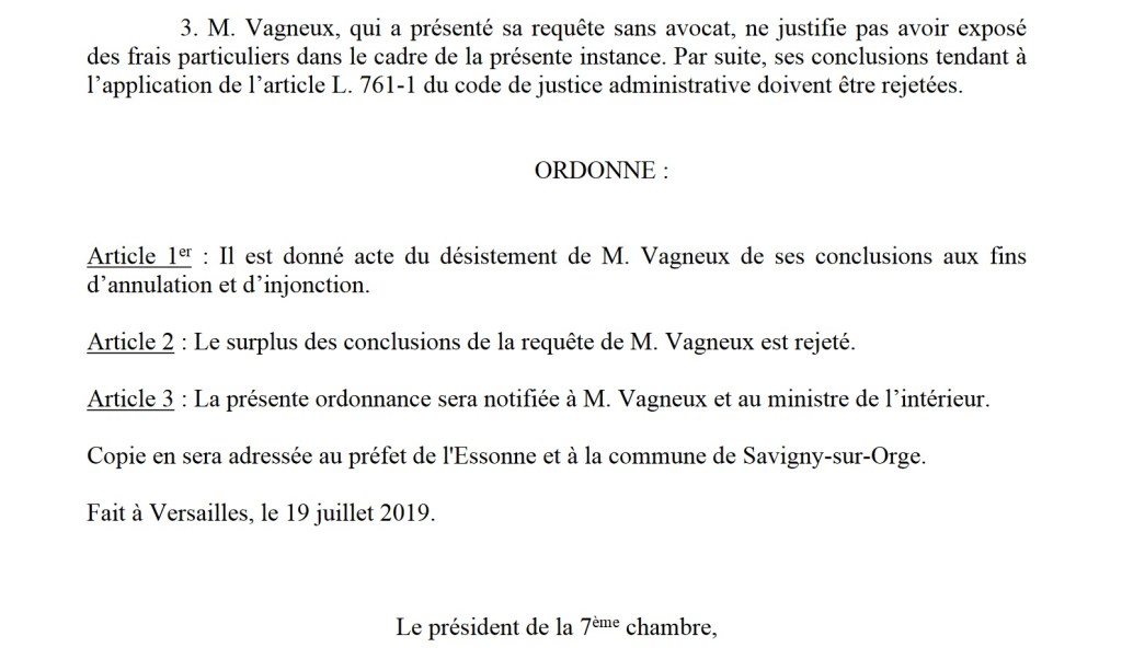 Nouvelle victoire au Tribunal administratif : contre la préfecture de l&rsquo;Essonne contrainte de communiquer un&nbsp;document