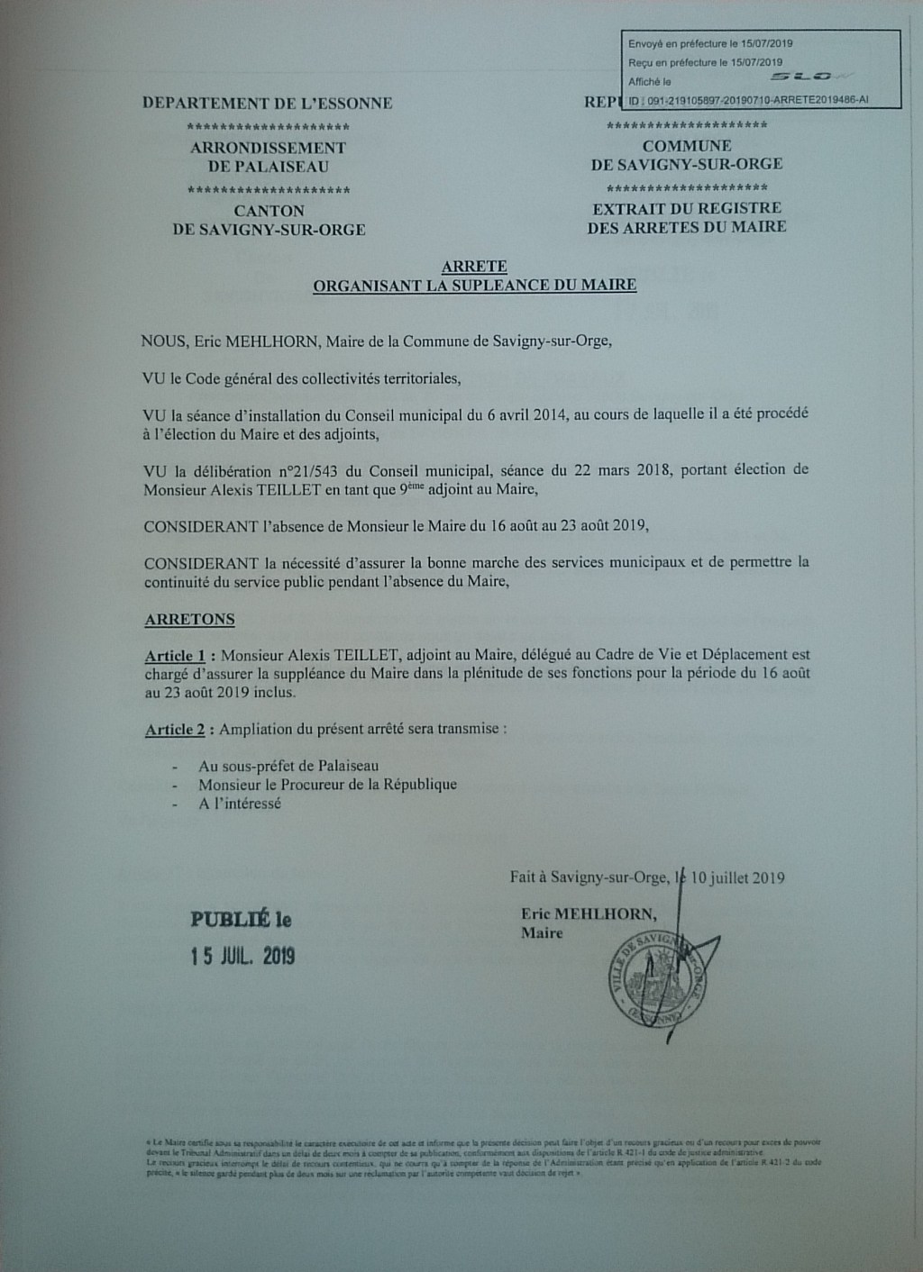 Vers l&rsquo;ultime semaine de vacances d&rsquo;Éric MEHLHORN&nbsp;?