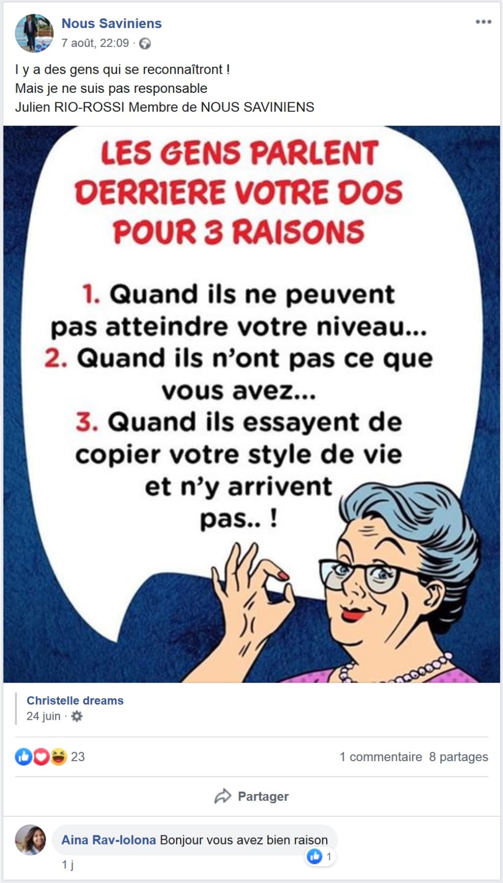 Vous avez un nouveau message. Message de Julien RIO-ROSSI, trésorier de Nous&nbsp;Saviniens.