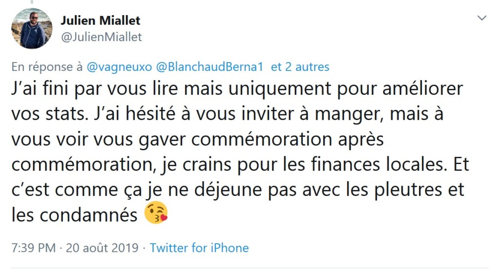 L&rsquo;étonnante réponse de Julien MIALLET qui admet donc abuser de sa fonction&nbsp;!