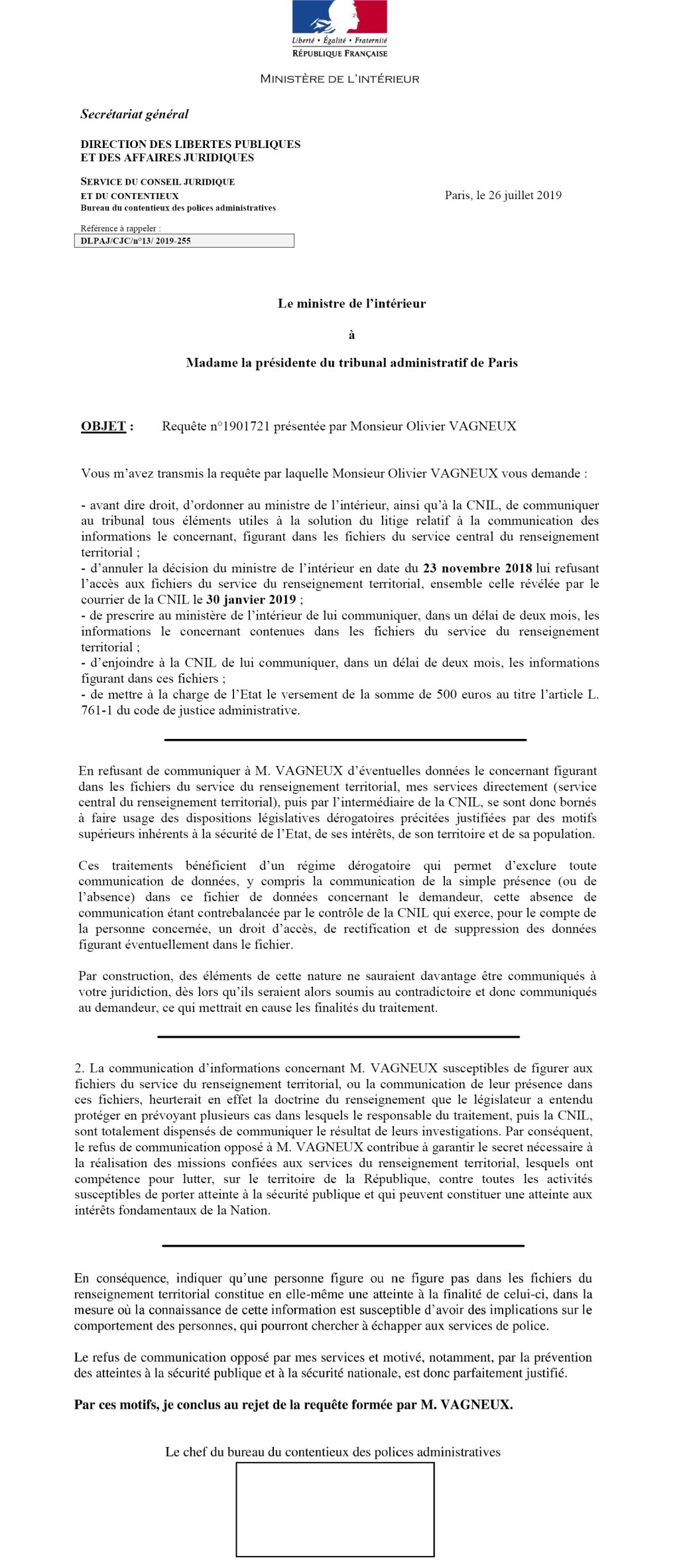 Accès aux fichiers du renseignement : de l&rsquo;hypocrisie du droit, de la loi et du ministère de l&rsquo;Intérieur