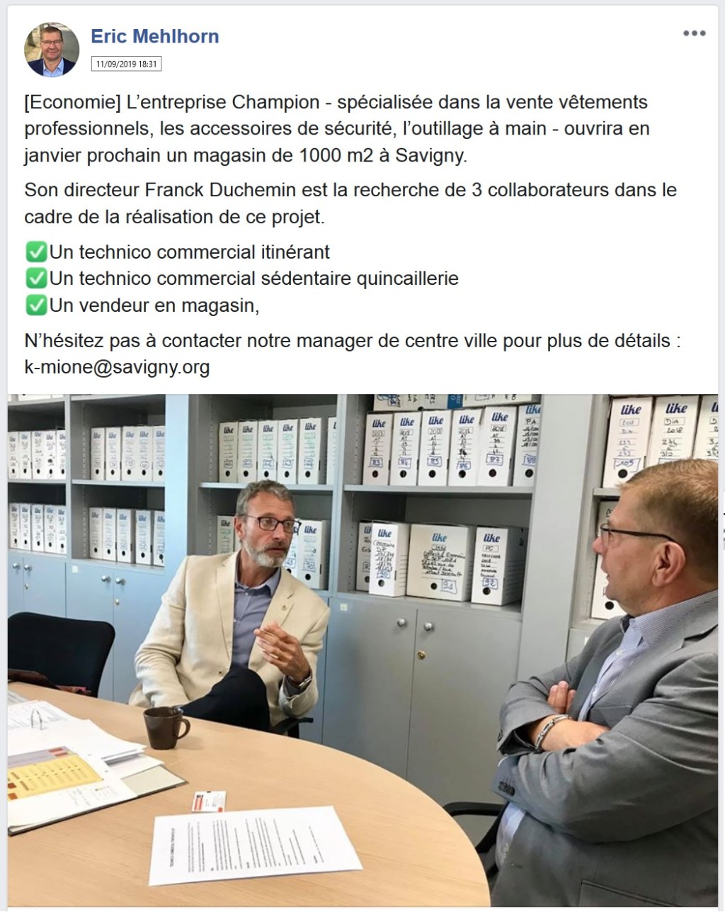 Sur l&rsquo;ouverture prochaine d&rsquo;un magasin &laquo;&nbsp;Champion entreprises&nbsp;&raquo; à Savigny-sur-Orge