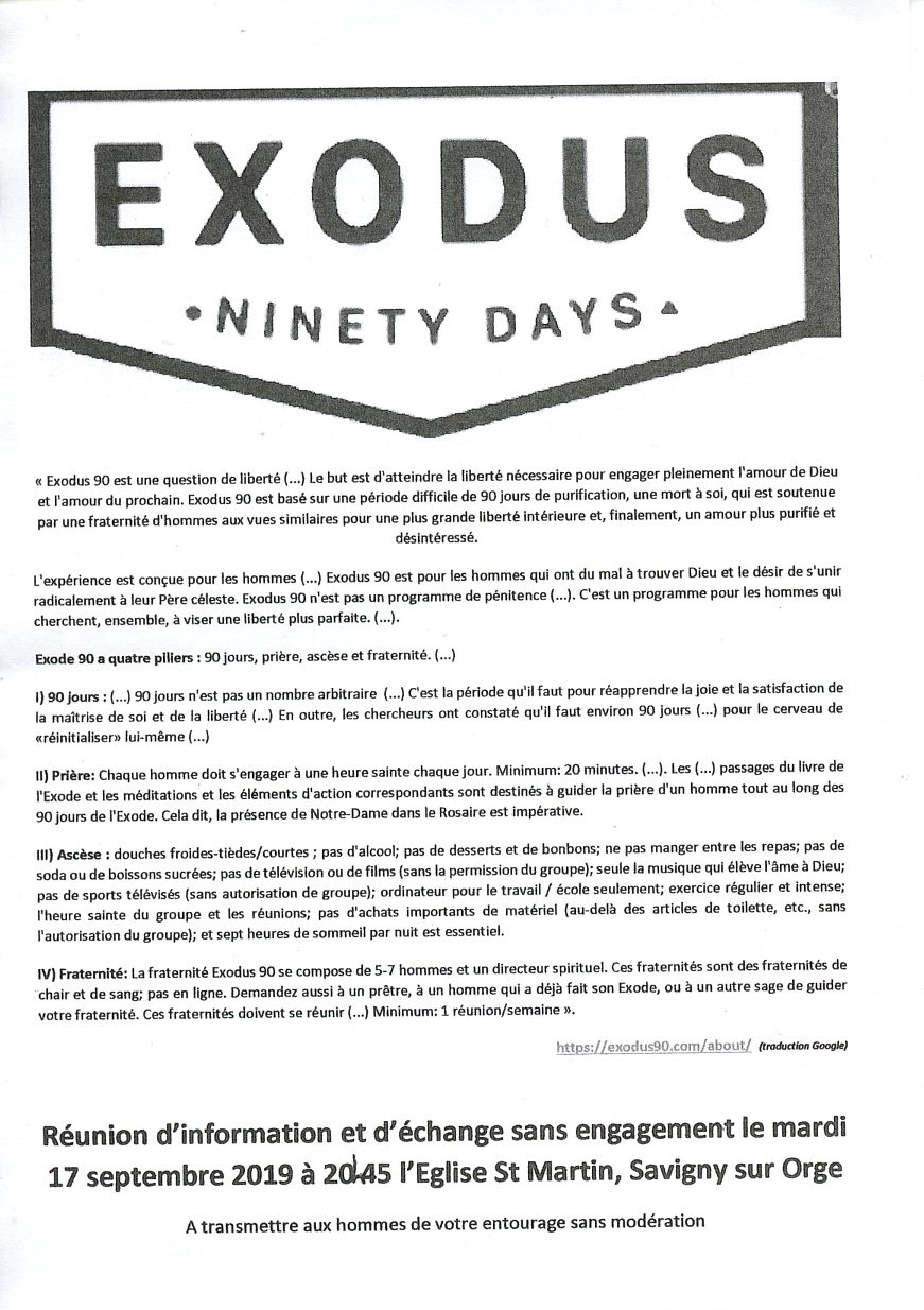 De ma gêne d&rsquo;une proposition &laquo;&nbsp;Exodus ninety days&nbsp;&raquo; à Savigny-sur-Orge