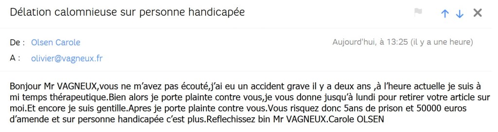 Une colistière de Bernard BLANCHAUD nous menace de plainte&nbsp;!