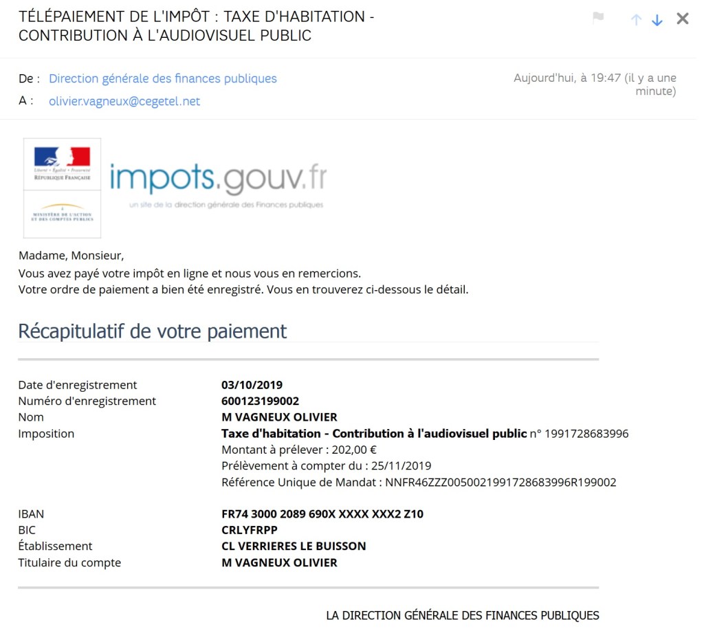 Transparence : la taxe d&rsquo;habitation 2019 d&rsquo;Olivier VAGNEUX à Savigny-sur-Orge (+2,23 % d&rsquo;augmentation)