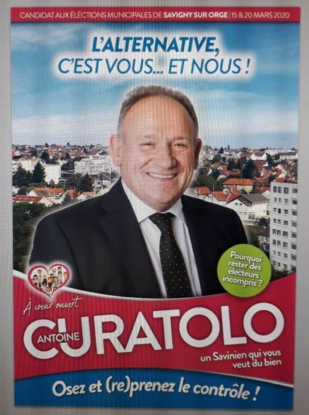 Municipales 2020 à Savigny-sur-Orge : Antoine CURATOLO dévoile son affiche de campagne (mais se trompe dans les&nbsp;dates)