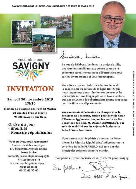 L&rsquo;étonnante invitation de David FABRE à sa réunion publique du 30 novembre&nbsp;2019