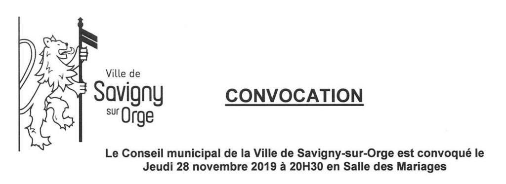 Des enjeux de l&rsquo;ordre du jour du conseil municipal de Savigny-sur-Orge du 28 novembre&nbsp;2019