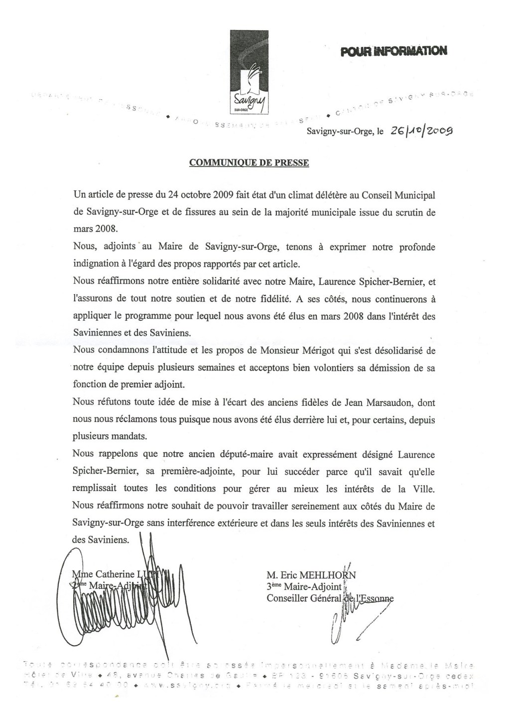Archives : quand Éric MEHLHORN et Anne-Marie GÉRARD soutenaient Laurence SPICHER-BERNIER contre Bernard&nbsp;MÉRIGOT