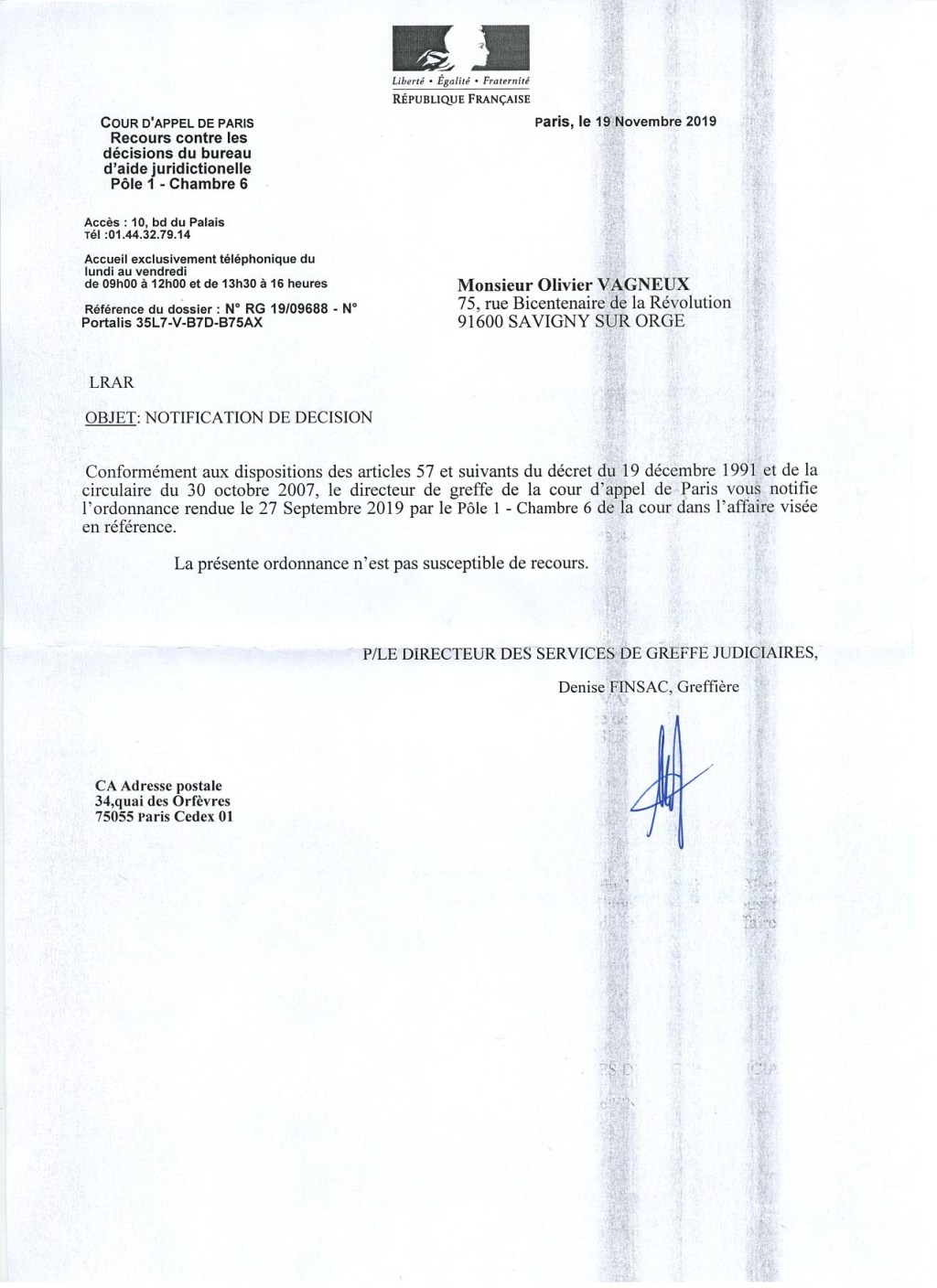 Demande d&rsquo;aide juridictionnelle pour obtenir la dissolution judiciaire d&rsquo;Agir pour Savigny : la Cour d&rsquo;appel rejette le recours d&rsquo;Olivier&nbsp;VAGNEUX