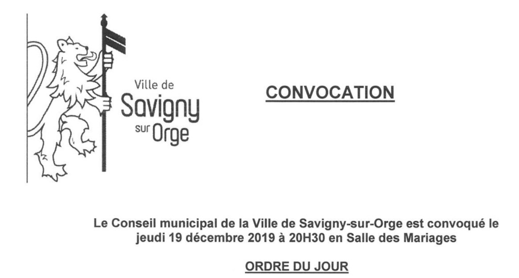 Des enjeux du Conseil municipal de Savigny-sur-Orge du 19 décembre&nbsp;2019