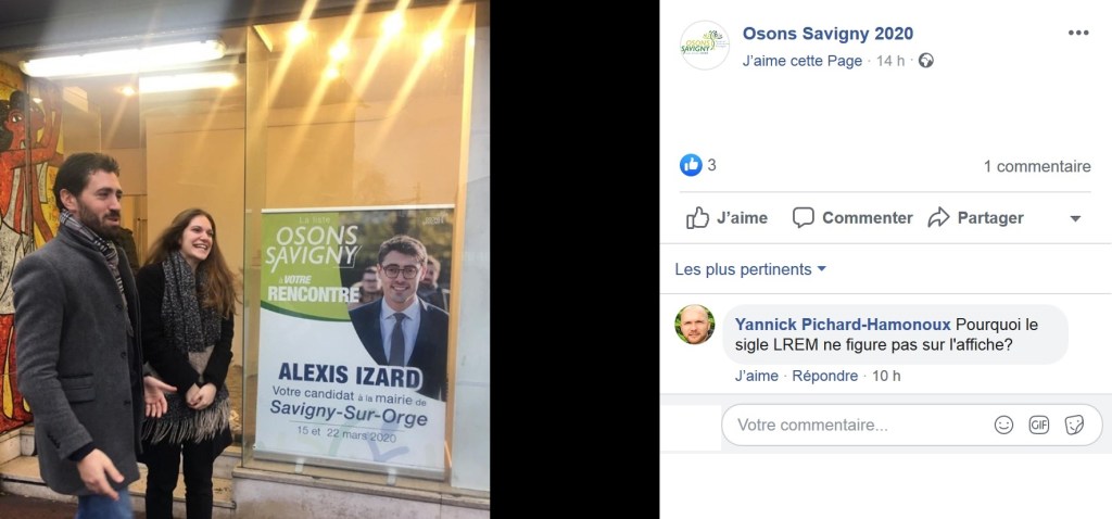 Comment Alexis IZARD fait tout ce qu&rsquo;il peut pour gommer l&rsquo;étiquette LaREM de la liste &laquo;&nbsp;Osons Savigny&nbsp;&raquo; ?