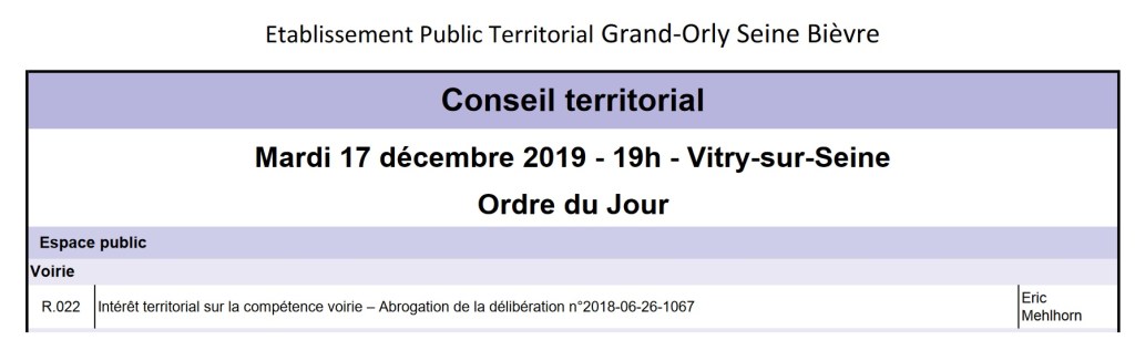 Petite victoire : la délibération du GOSB listant les voiries communales transférées à l&rsquo;EPT est&nbsp;abrogée