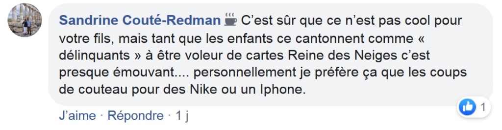 Sandrine COUTÉ-REDMAN, une colistière d&rsquo;Alexis IZARD (Osons Savigny) trouve &laquo;&nbsp;émouvant&nbsp;&raquo; et &laquo;&nbsp;presque touchant&nbsp;&raquo; que des enfants se volent des cartes à&nbsp;échanger…