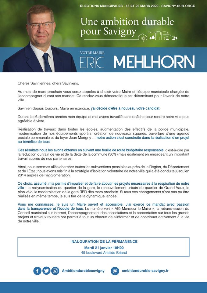 Enfin, Éric MEHLHORN est candidat à sa succession&nbsp;!