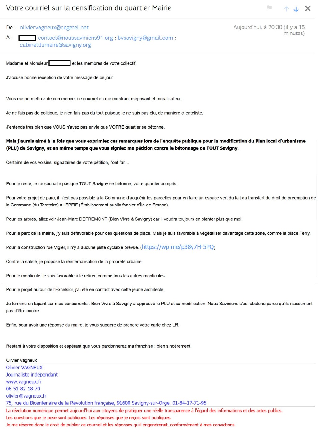 Municipales 2020 à Savigny-sur-Orge : comment Olivier VAGNEUX vient de perdre les voix du quartier de la&nbsp;Mairie