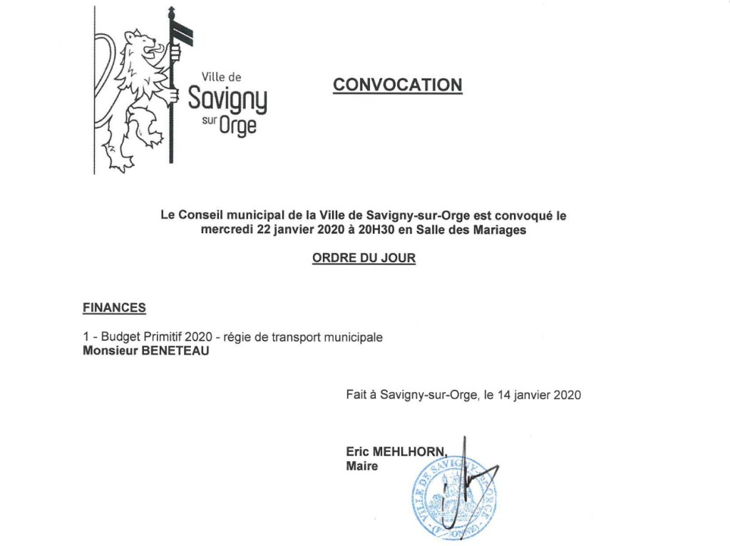 Conseil municipal ce 22 janvier 2020 pour voter le budget primitif 2020 de la régie des&nbsp;Transports