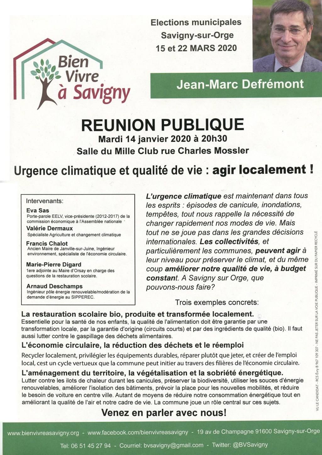 Sur la réunion &laquo;&nbsp;Urgence climatique et qualité de vie&nbsp;&raquo; de Jean-Marc DEFRÉMONT (Bien Vivre à Savigny en ayant approuvé le PLU qui prescrit le bétonnage intensif de la&nbsp;Commune)