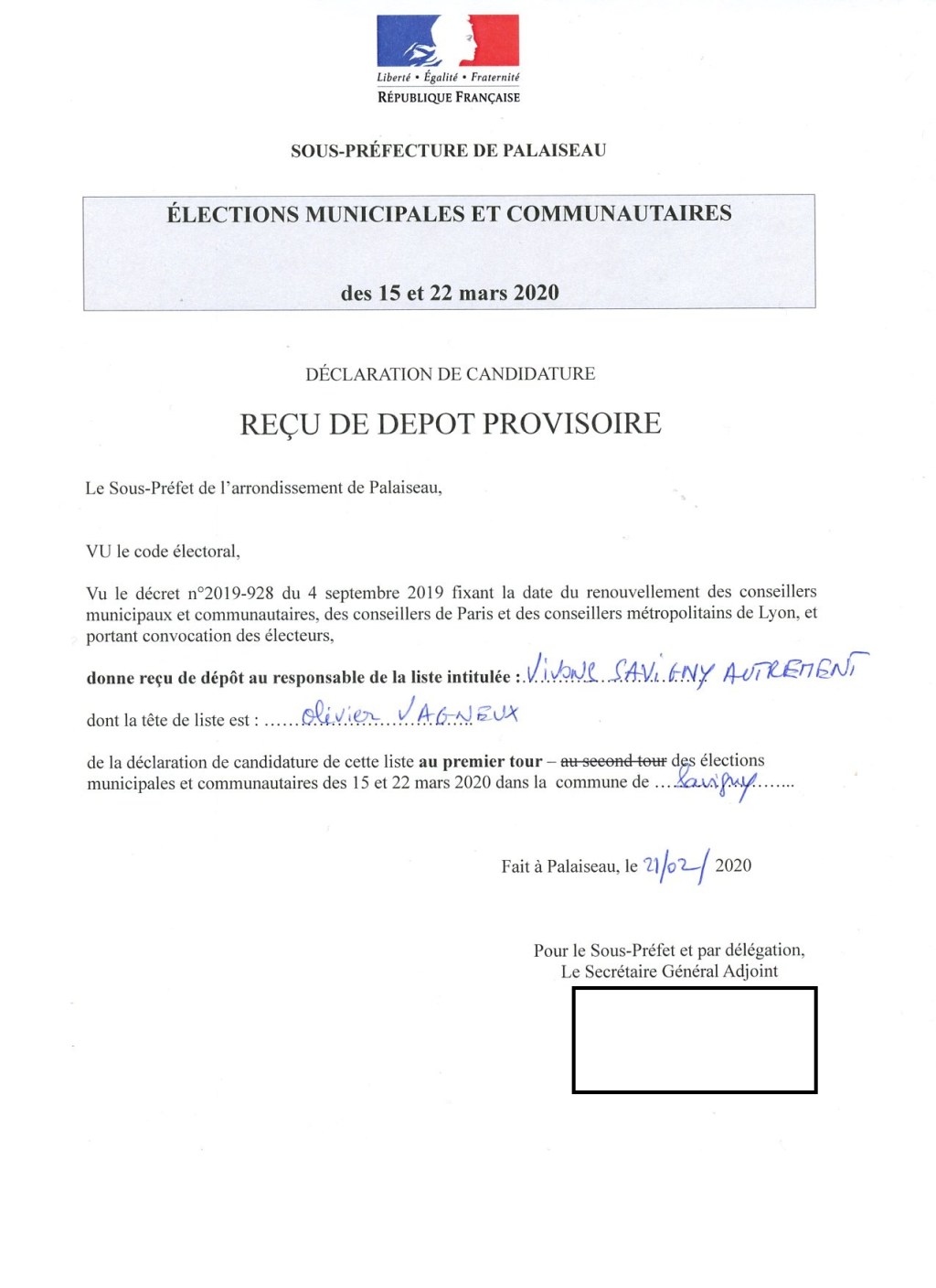 Quelques données statistiques sur la liste Vivons Savigny Autrement de&nbsp;2020