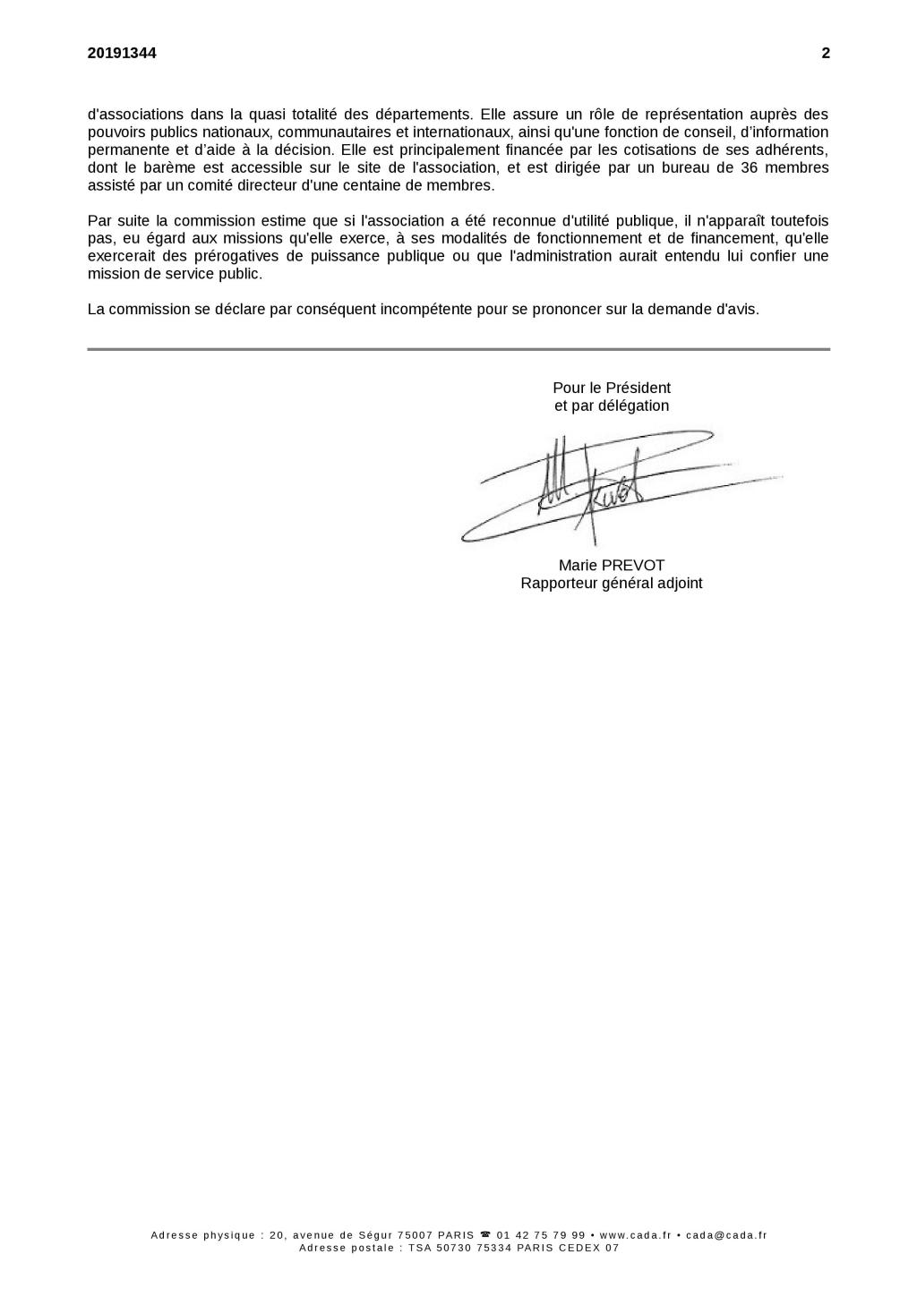 Communication des cahiers de doléances proposés par l&rsquo;AMIF : la CADA se déclare&nbsp;incompétente