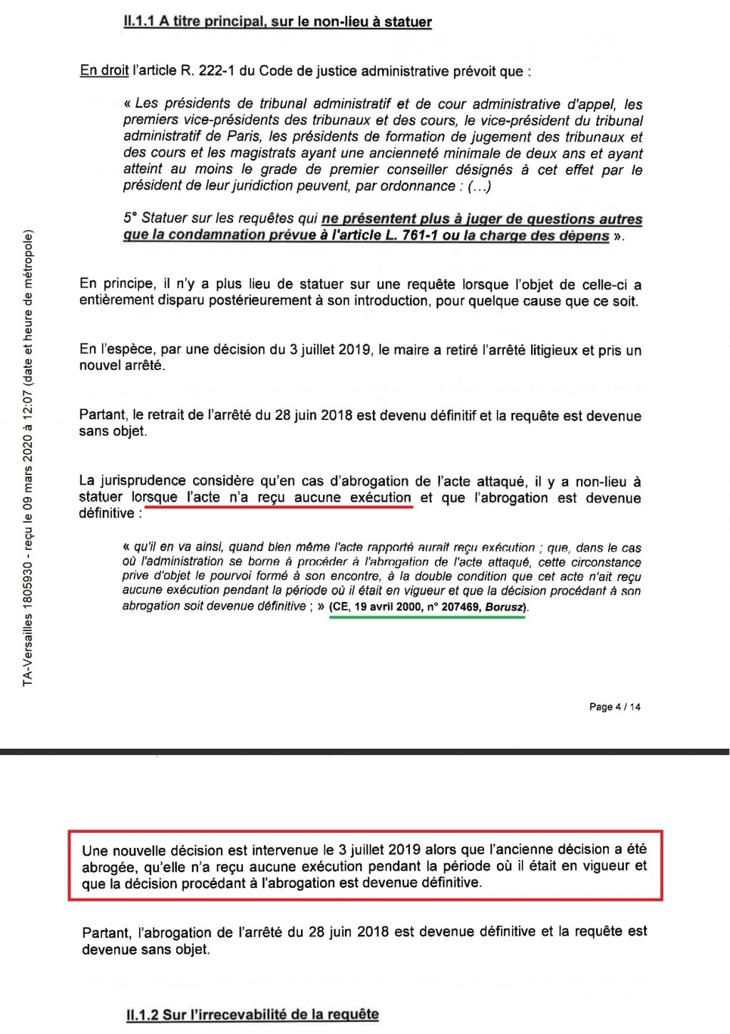 Arrêt BORUSZ : l&rsquo;avocat de la Commune de Savigny-sur-Orge (Aloïs RAMEL, cabinet SEBAN et associés) semble ignorer qu&rsquo;il y a eu revirement de&nbsp;jurisprudence