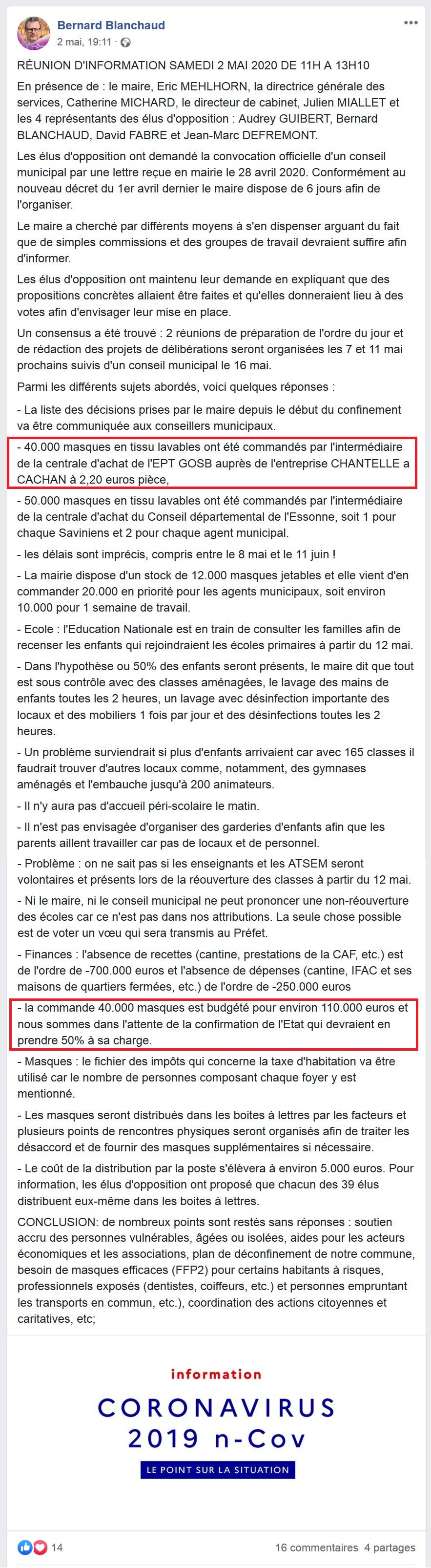 Commande de 40 000 masques pour les habitants de Savigny-sur-Orge : l&rsquo;étonnante sur-budgétisation de 22 000&nbsp;euros