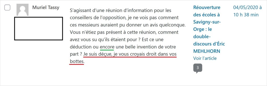 Savigny-sur-Orge : avec des ennemis comme Muriel TASSY (Muriel VALLET), Éric MEHLHORN n&rsquo;a pas besoin&nbsp;d&rsquo;amis