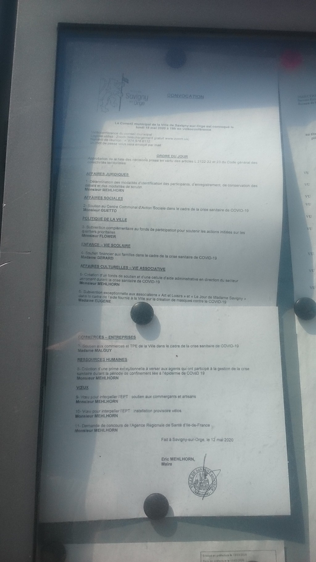 Des enjeux du Conseil municipal de Savigny-sur-Orge du 18 mai&nbsp;2020